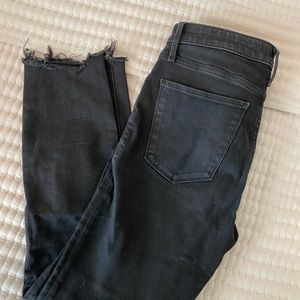 Abercrombie Black Distressed-Hem Skinny Jeans